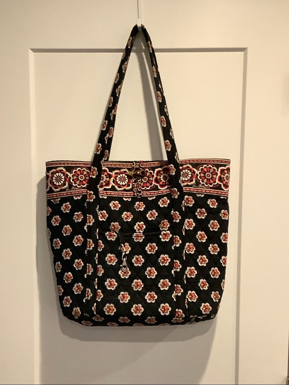 Vera Bradley Pirouette Toggle Tote RETIRED Black Floral, Tortoise Toggle Vintage